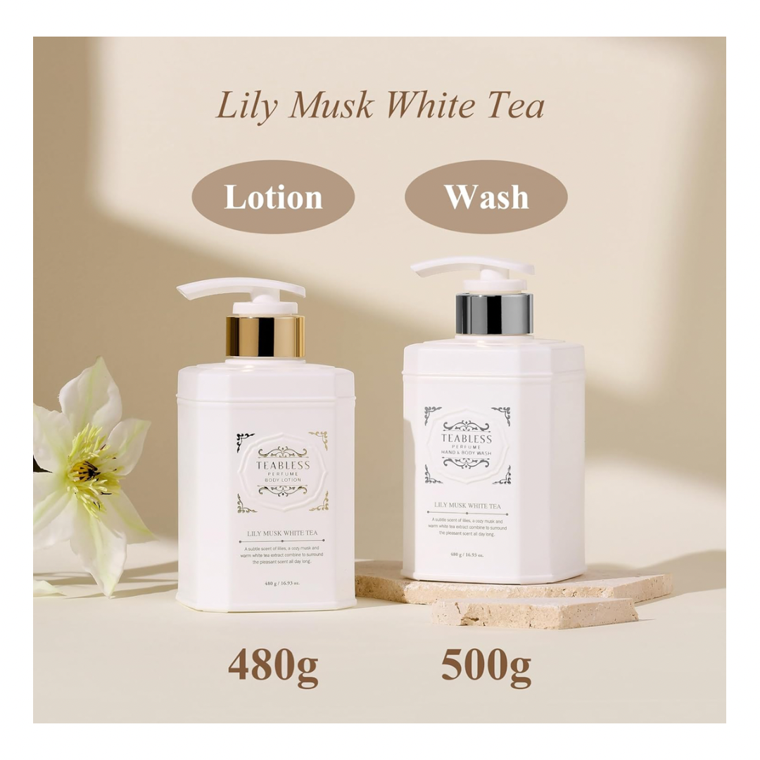 TEABLESS Lily Musk White Tea Body Wash & Lotion Kit