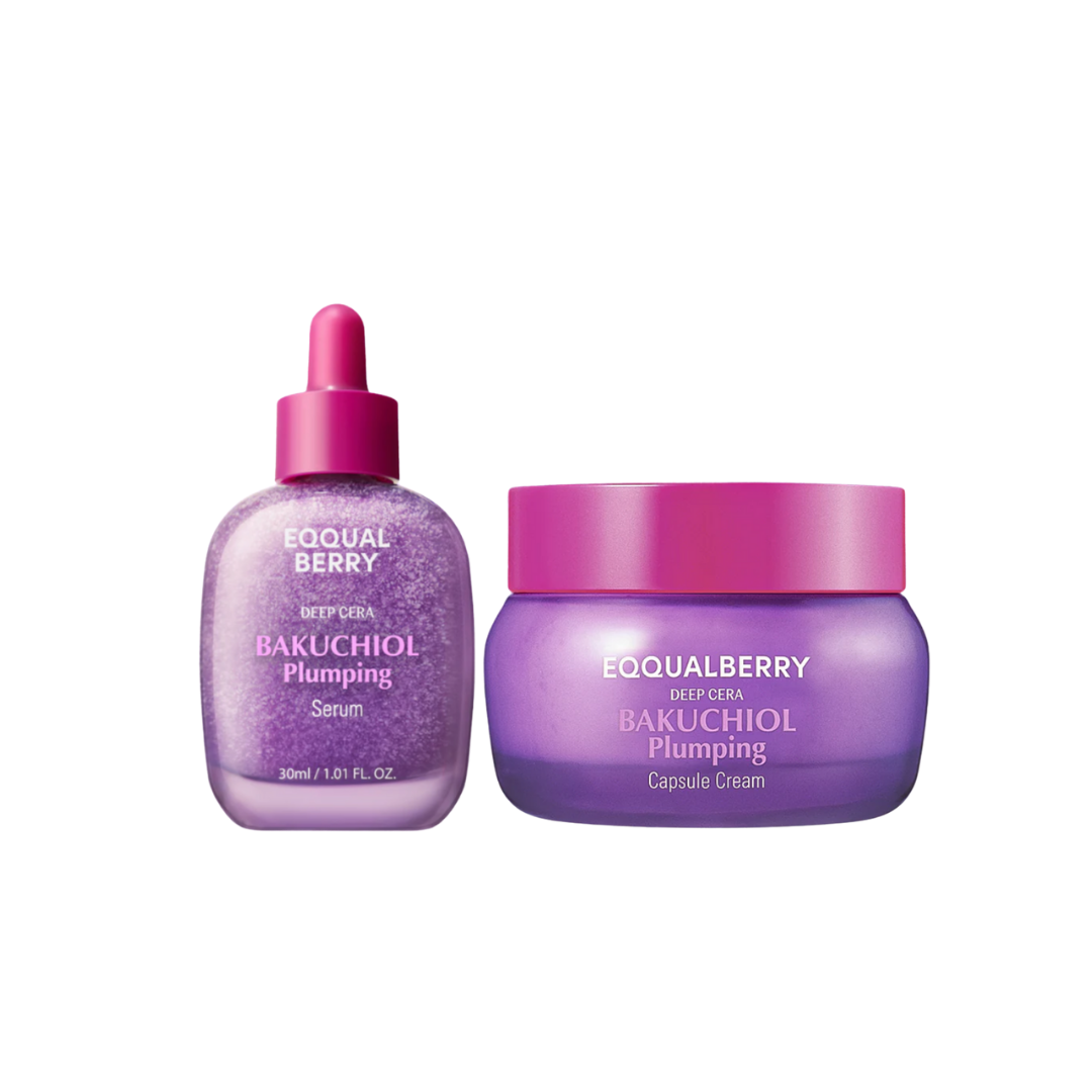 EQQUALBERRY Bakuchiol Plumping Capsule Cream & Serum Set