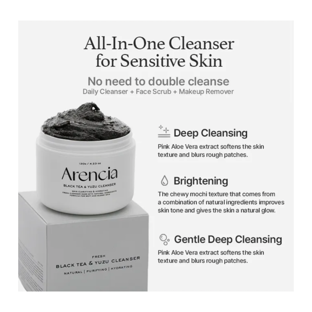 Arencia Black Tea Rice Mochi Cleanser